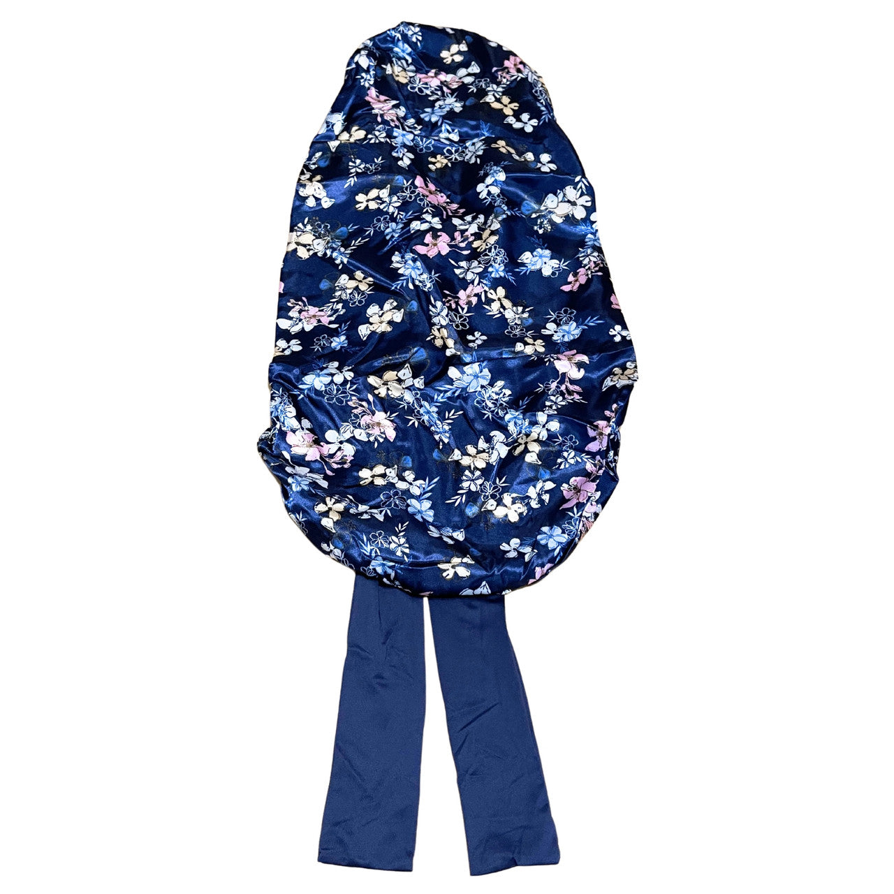 Adjustable Tie Satin Braid Bonnet - Sapphire Garden