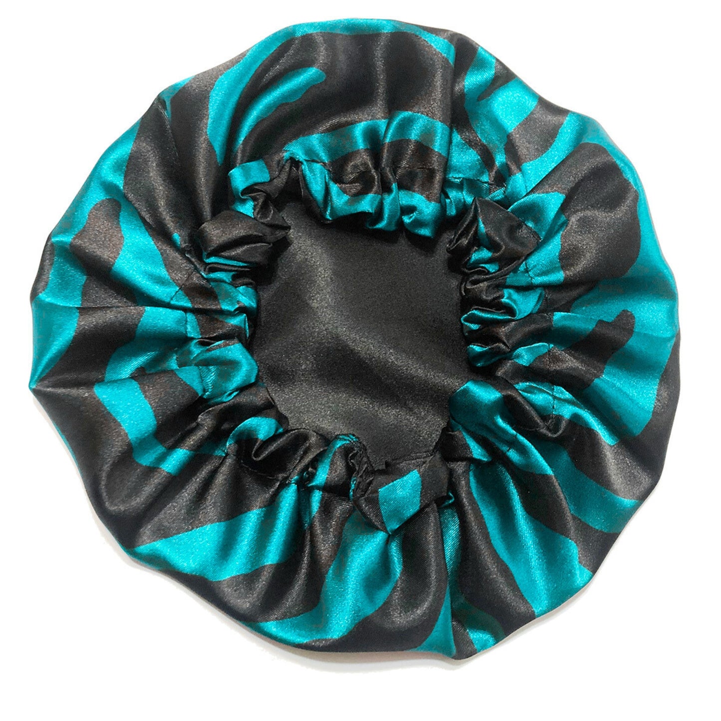 Zebra Print Reversible Satin Bonnet - Teal