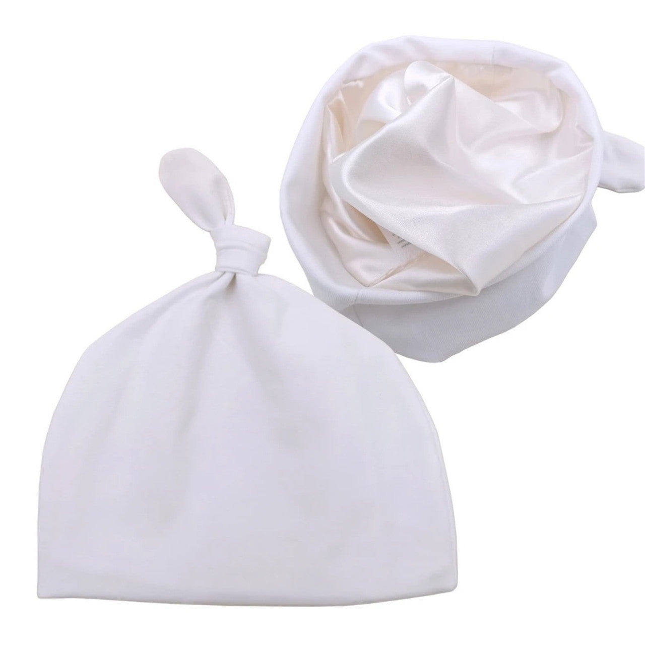 Infant Tie Satin-Lined Hat - White