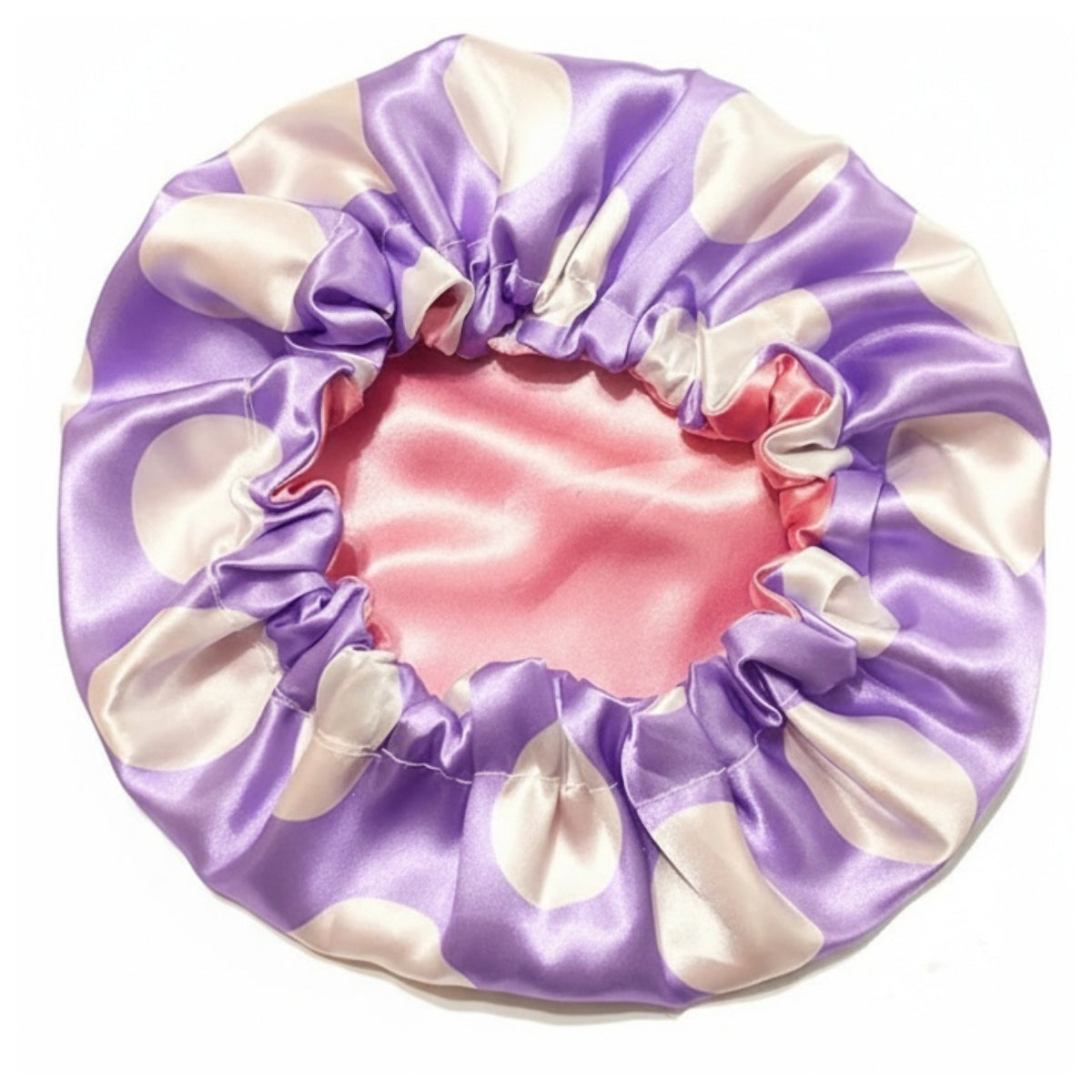 Mommy & Me Reversible Satin Bonnet - Purple Polka Dots