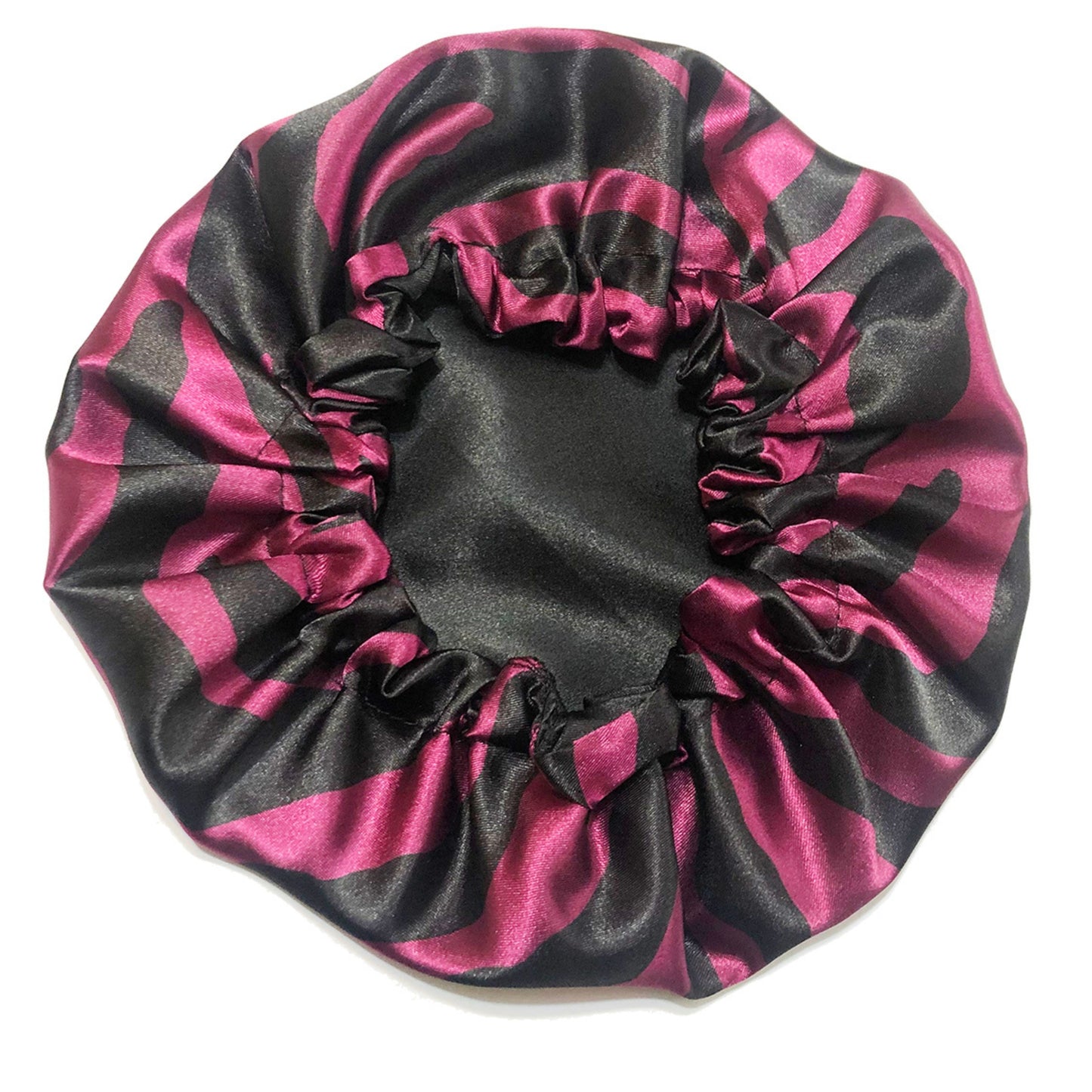 Zebra Print Reversible Satin Bonnet - Maroon