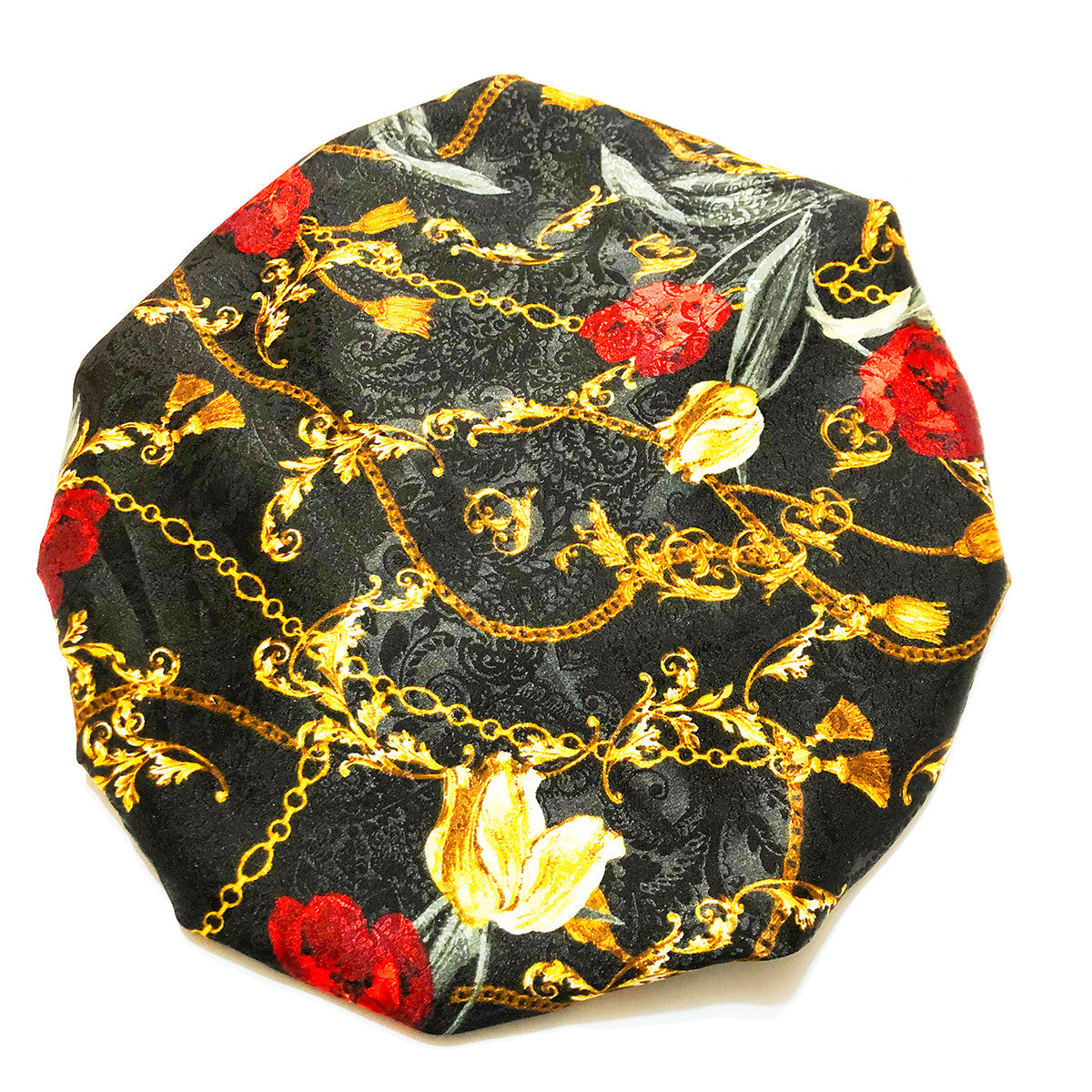 Gold Link Reversible Satin Bonnet - Black