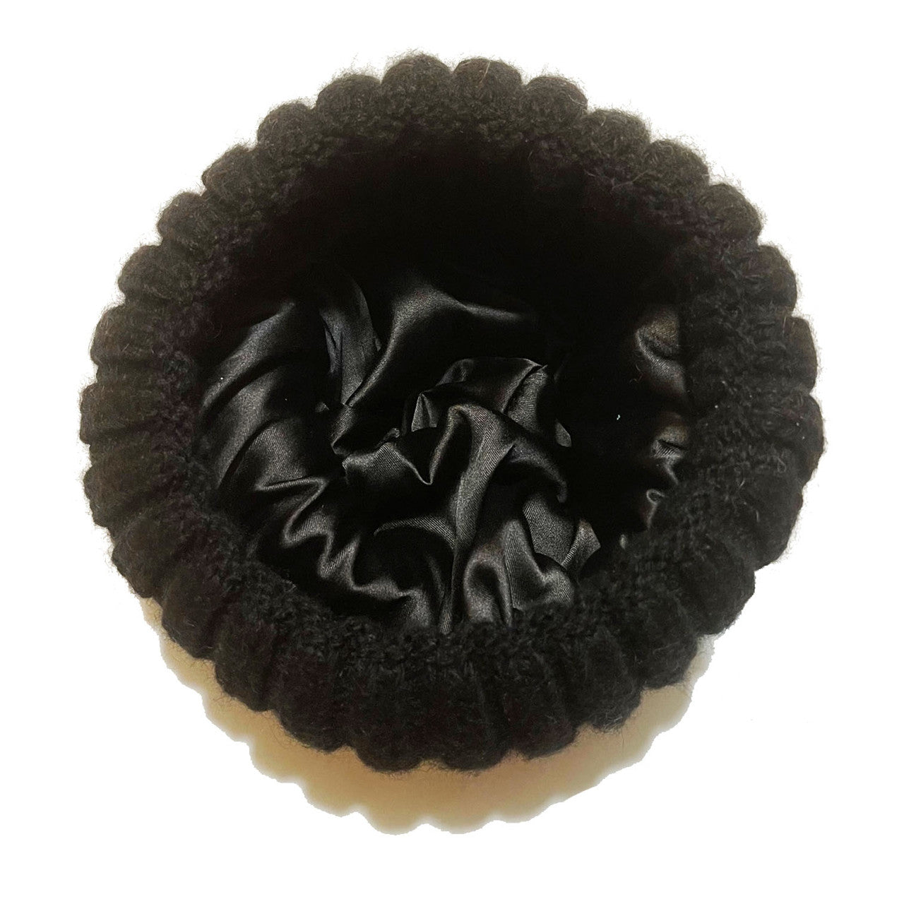 Adult Cashmere Satin Lined Beanie Hat - Black