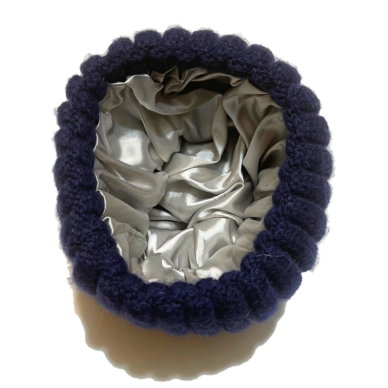 Adult Cashmere Satin Lined Beanie Hat - Navy