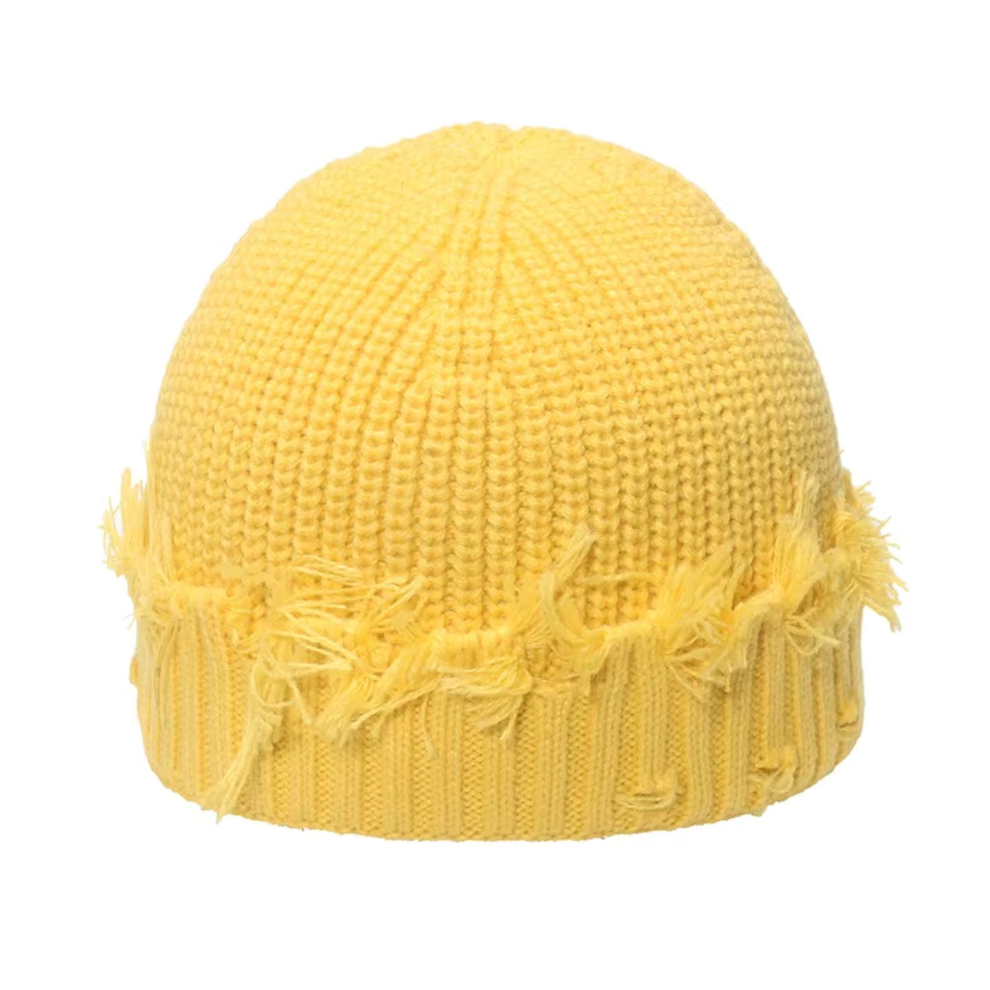 Adult Satin-Lined Distressed Hat - Yellow