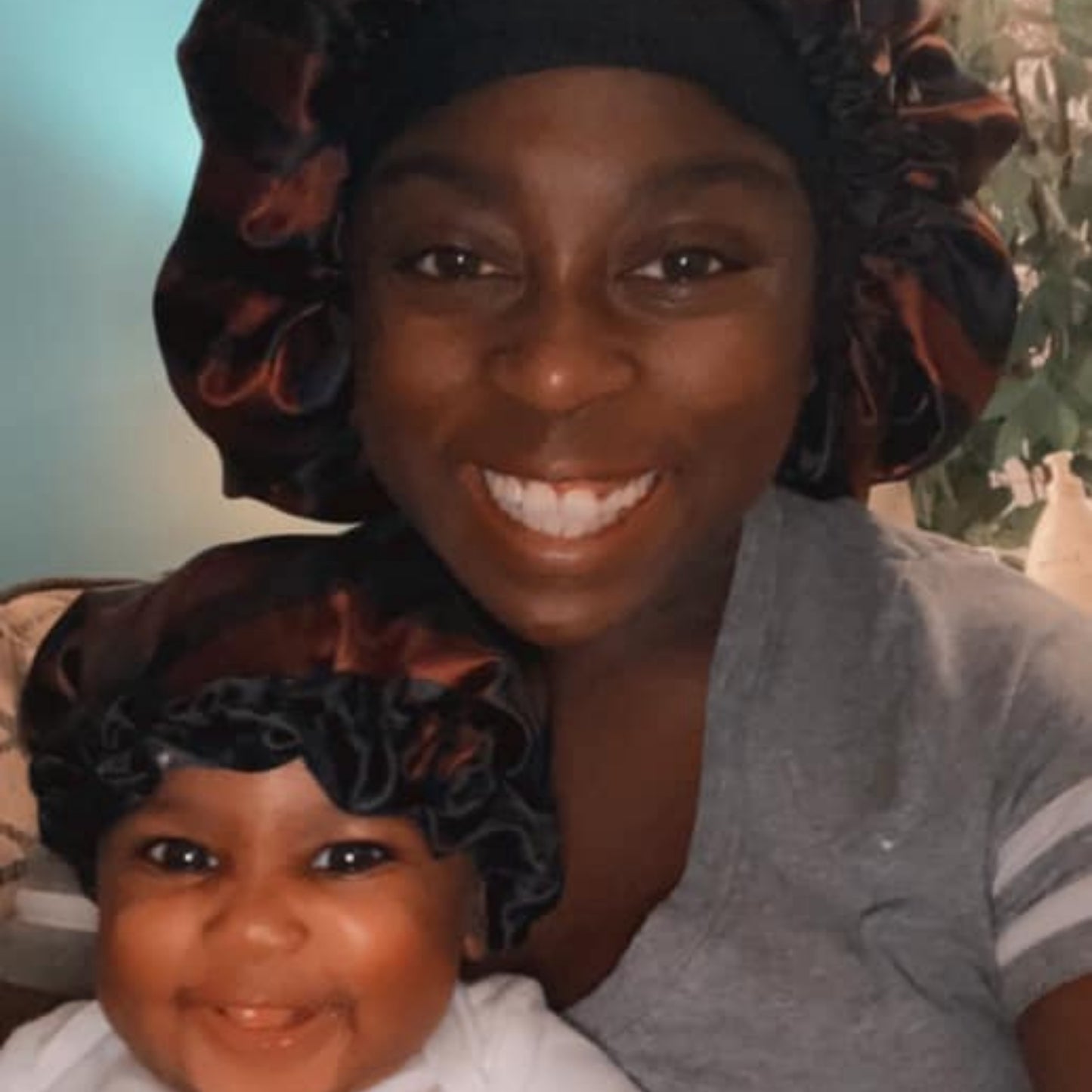 Mommy and Me Reversible Satin Bonnet - Maroon Zebra