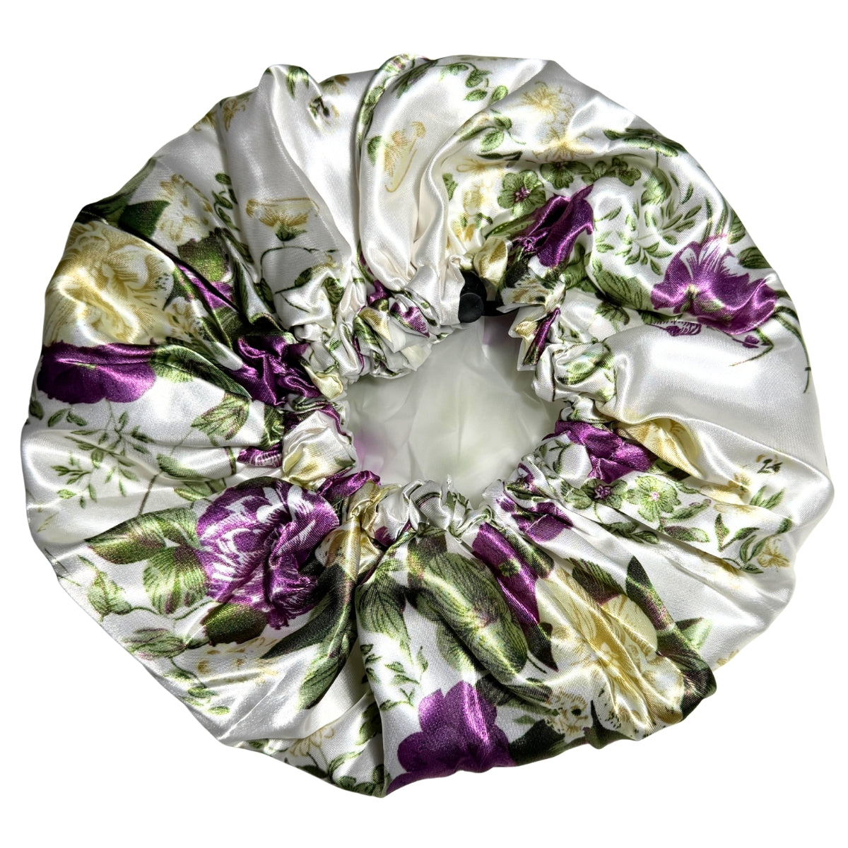 Child Satin Lined Adjustable Shower Cap - Plum Garden