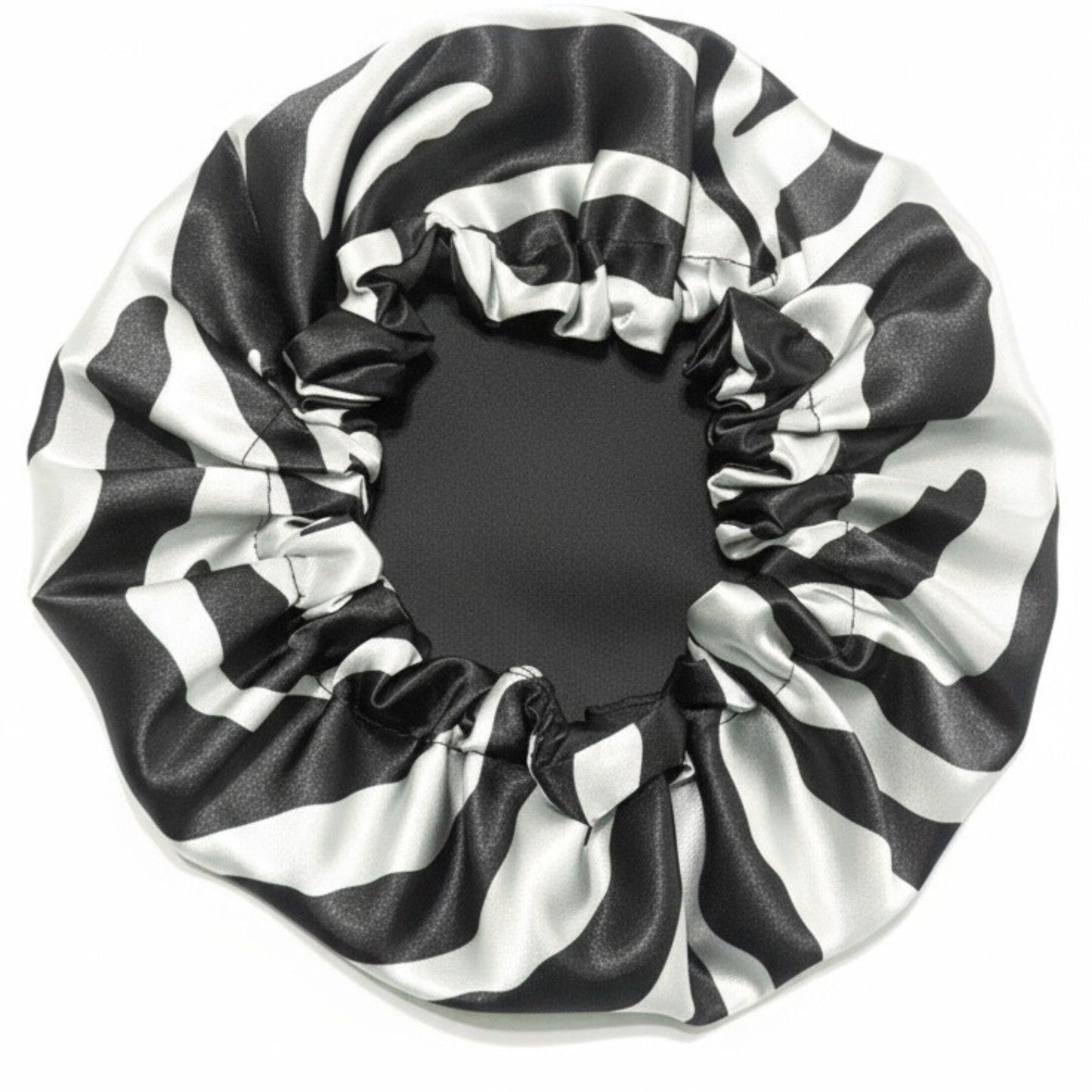Zebra Print Reversible Satin Bonnet - White