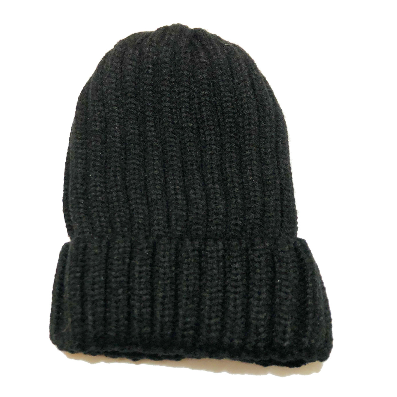 Adult Satin-Lined Ribbed Beanie Hat - Black