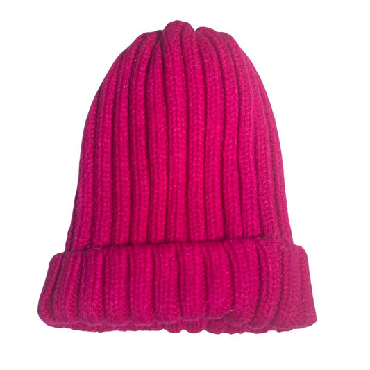 Adult Satin-Lined Ribbed Beanie Hat - Pink