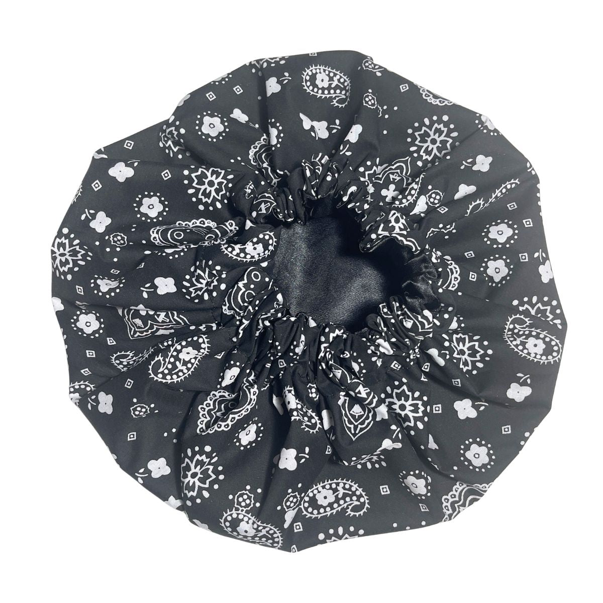 Bandana Satin Bonnet - Black