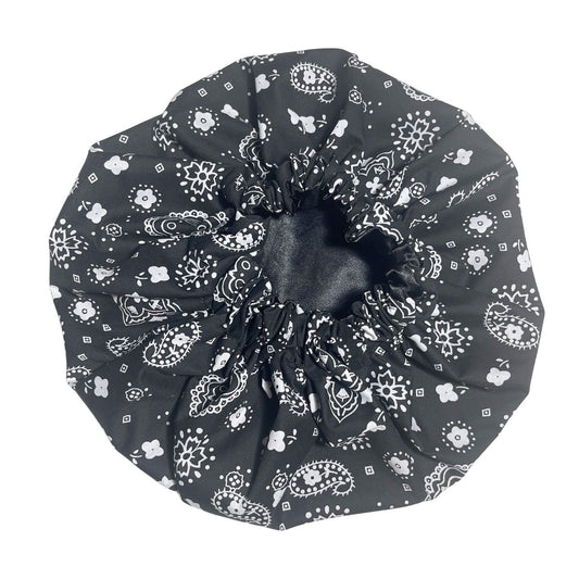 Bandana Satin Bonnet - Black