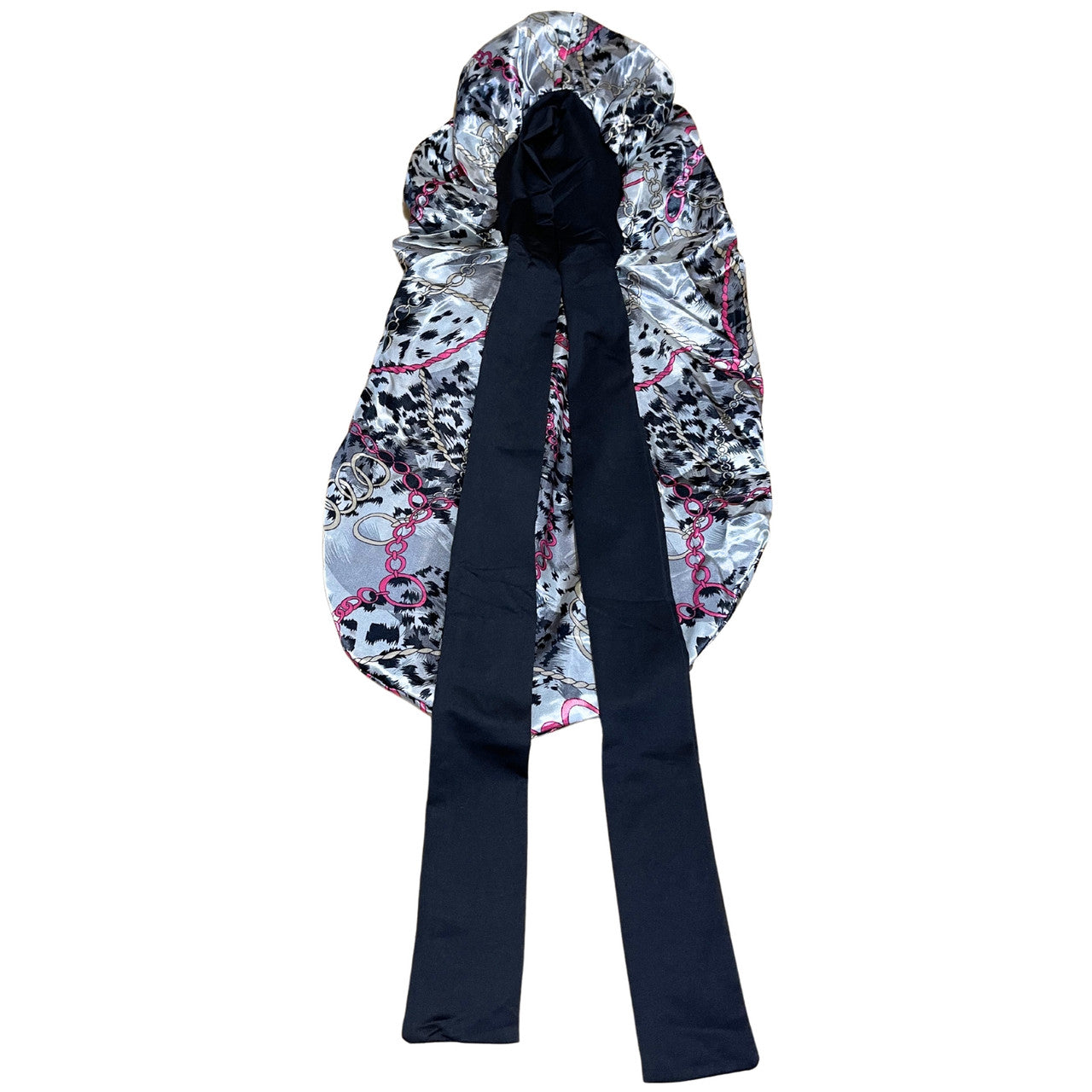 Adjustable Tie Satin Braid Bonnet - Cheetah Links