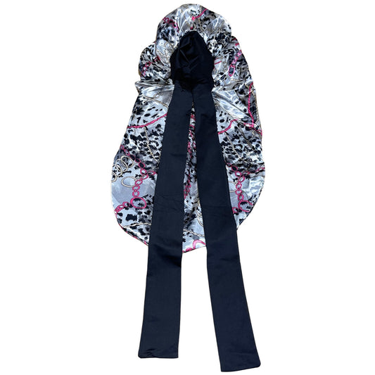 Adjustable Tie Satin Braid Bonnet - Cheetah Links