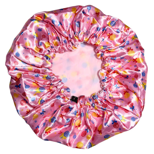 Child Satin Lined Adjustable Shower Cap - Candyland