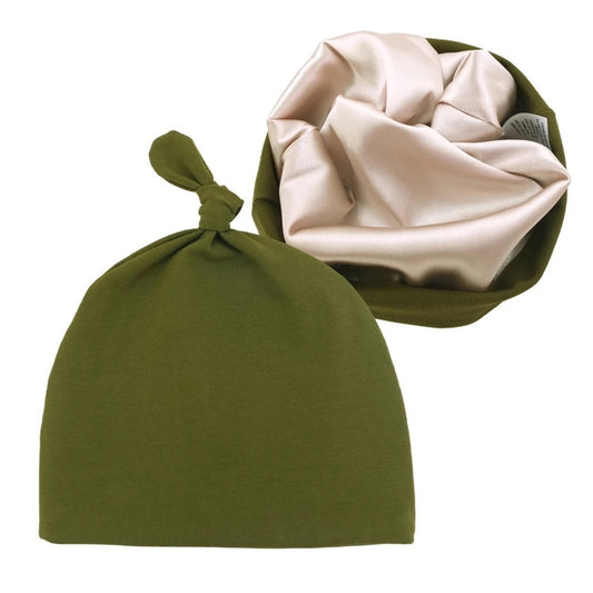 Infant Tie Satin-Lined Hat - Army Green