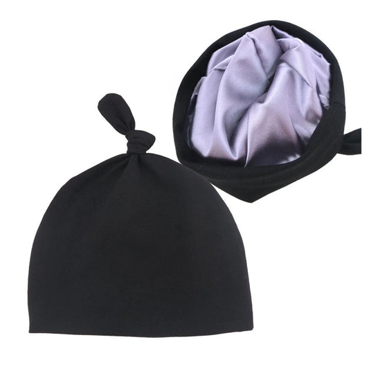 Infant Tie Satin-Lined Hat - Black