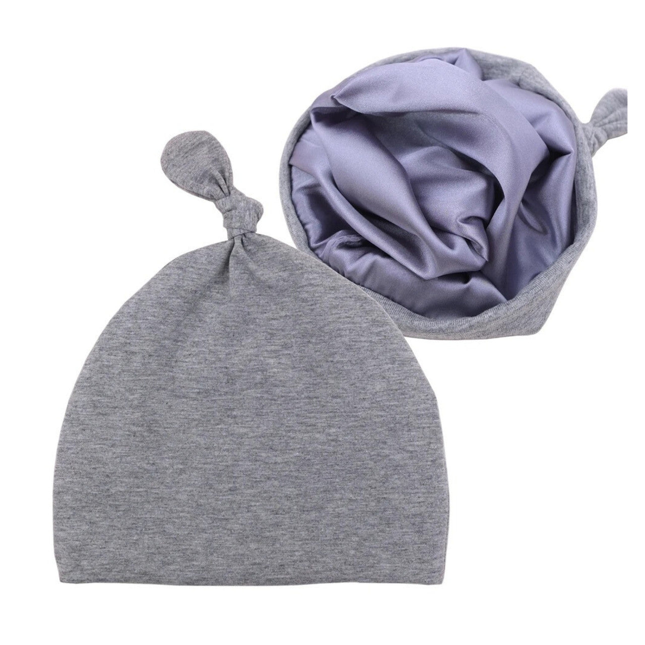 Infant Tie Satin-Lined Hat - Gray