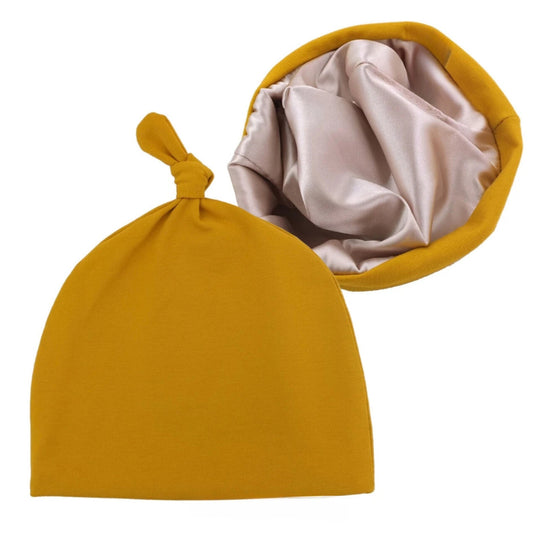 Infant Tie Satin-Lined Hat - Mustard