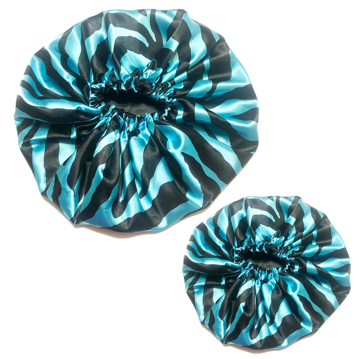 Mommy and Me Reversible Satin Bonnet - Teal Zebra