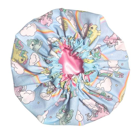 Rainbow Pony Satin Bonnet