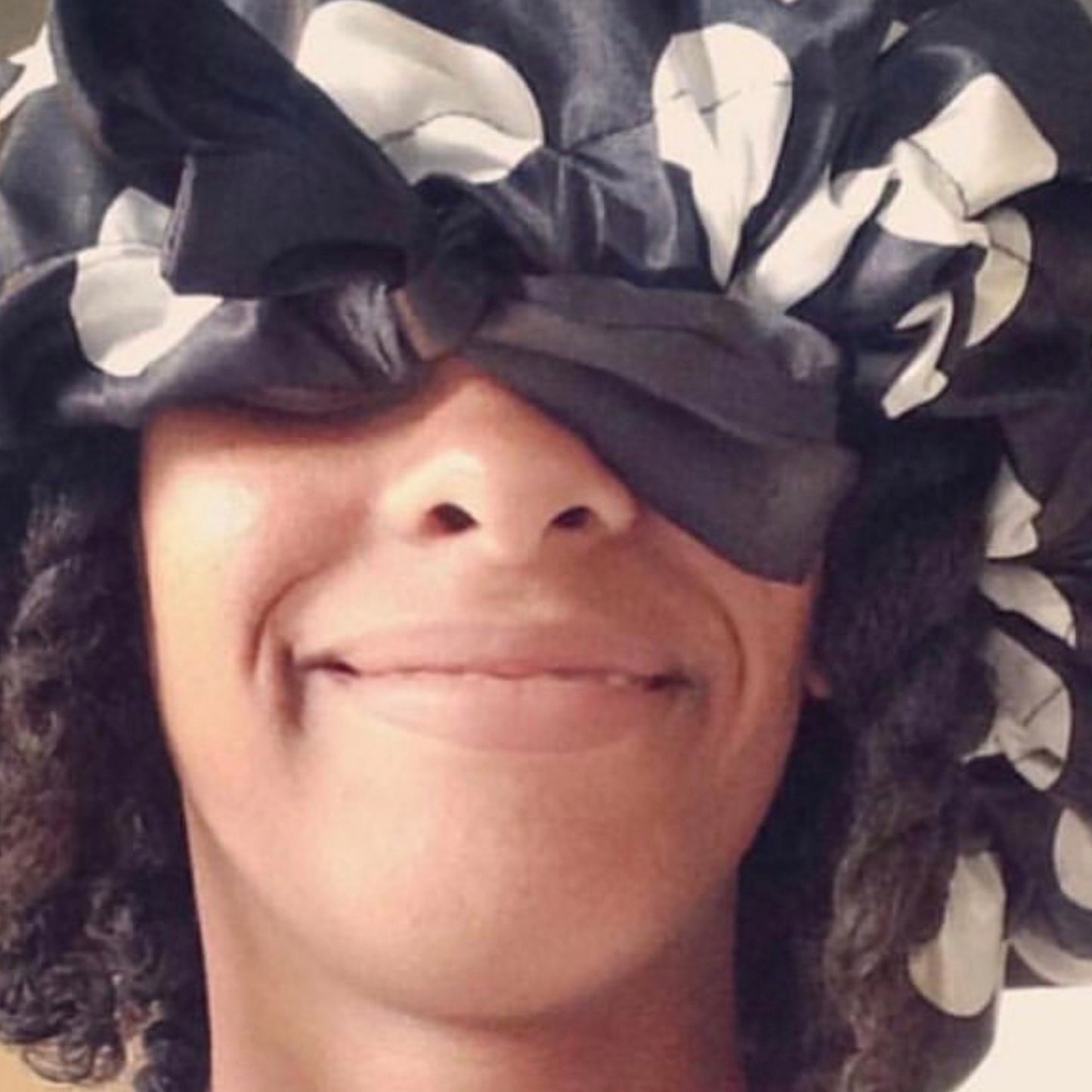 Polka Dots Reversible Satin Bonnet - Black and White