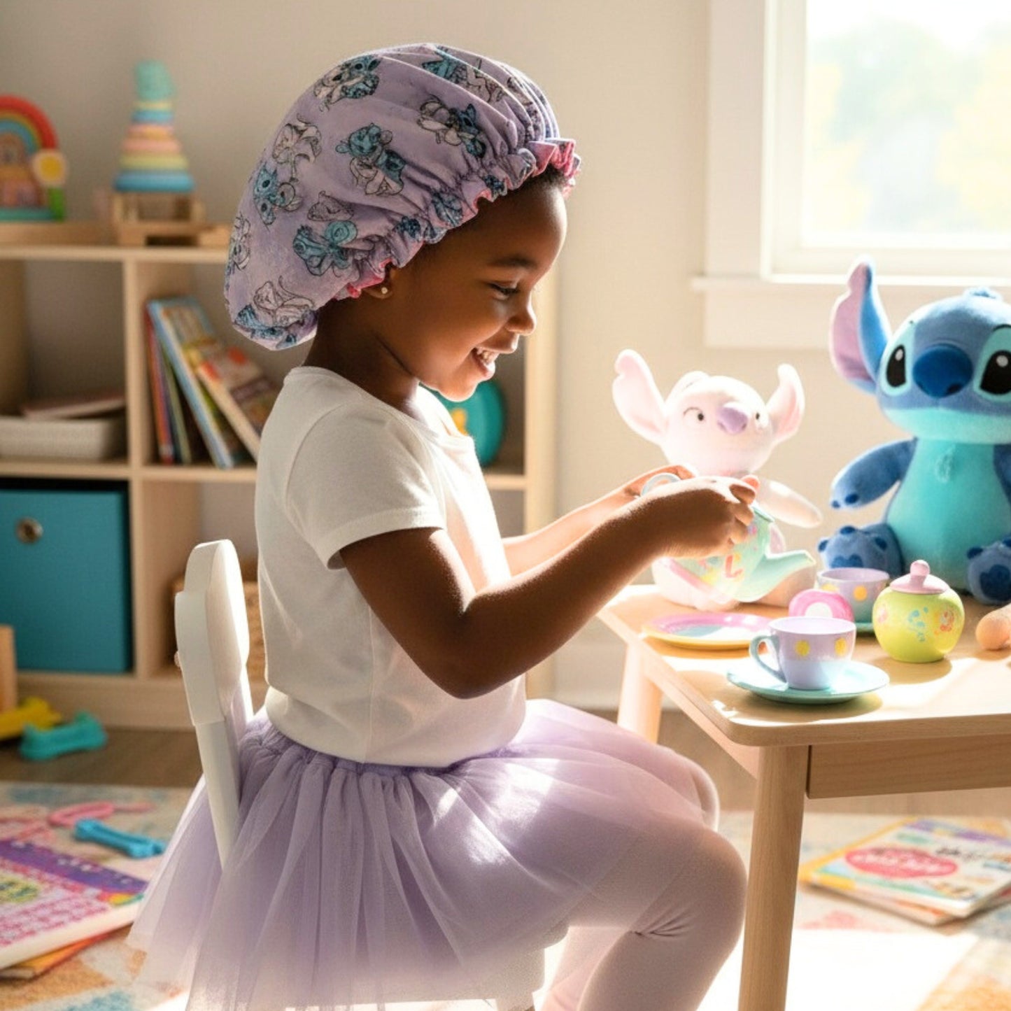 Stitch and Angel Satin Bonnet