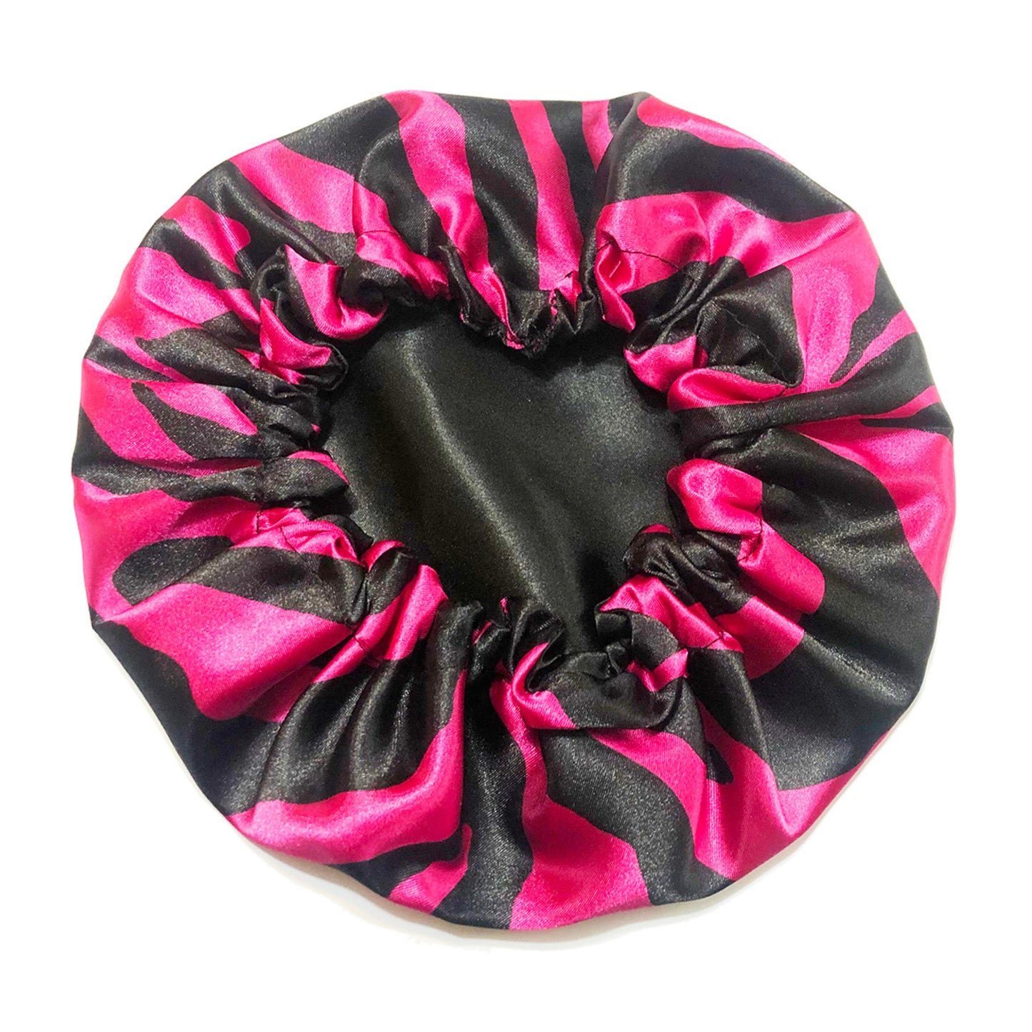 Zebra Print Reversible Satin Bonnet - Fuchsia