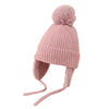 Toddler Fuzzy Flap Satin-Lined Pom Beanie - Blush Pink