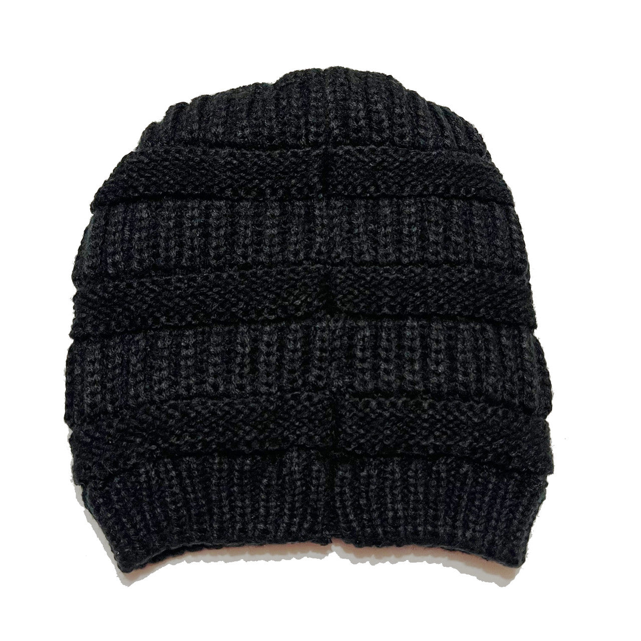 Adult Satin-Lined Knit Beanie Hat - Black
