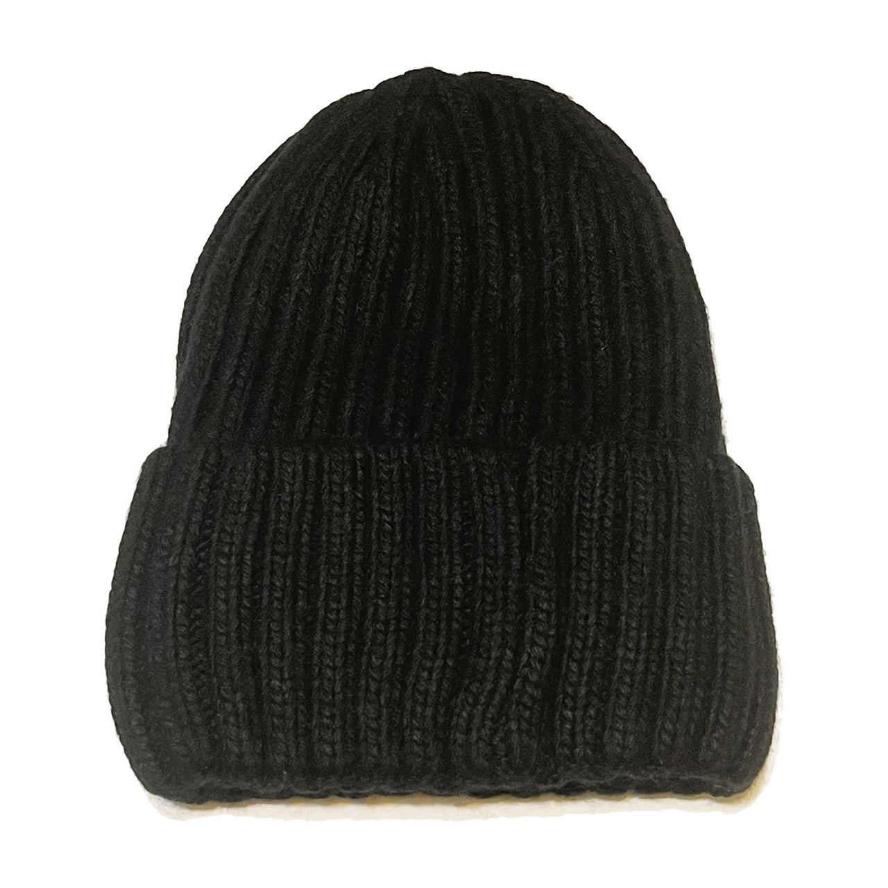 Adult Cashmere Satin Lined Beanie Hat - Black