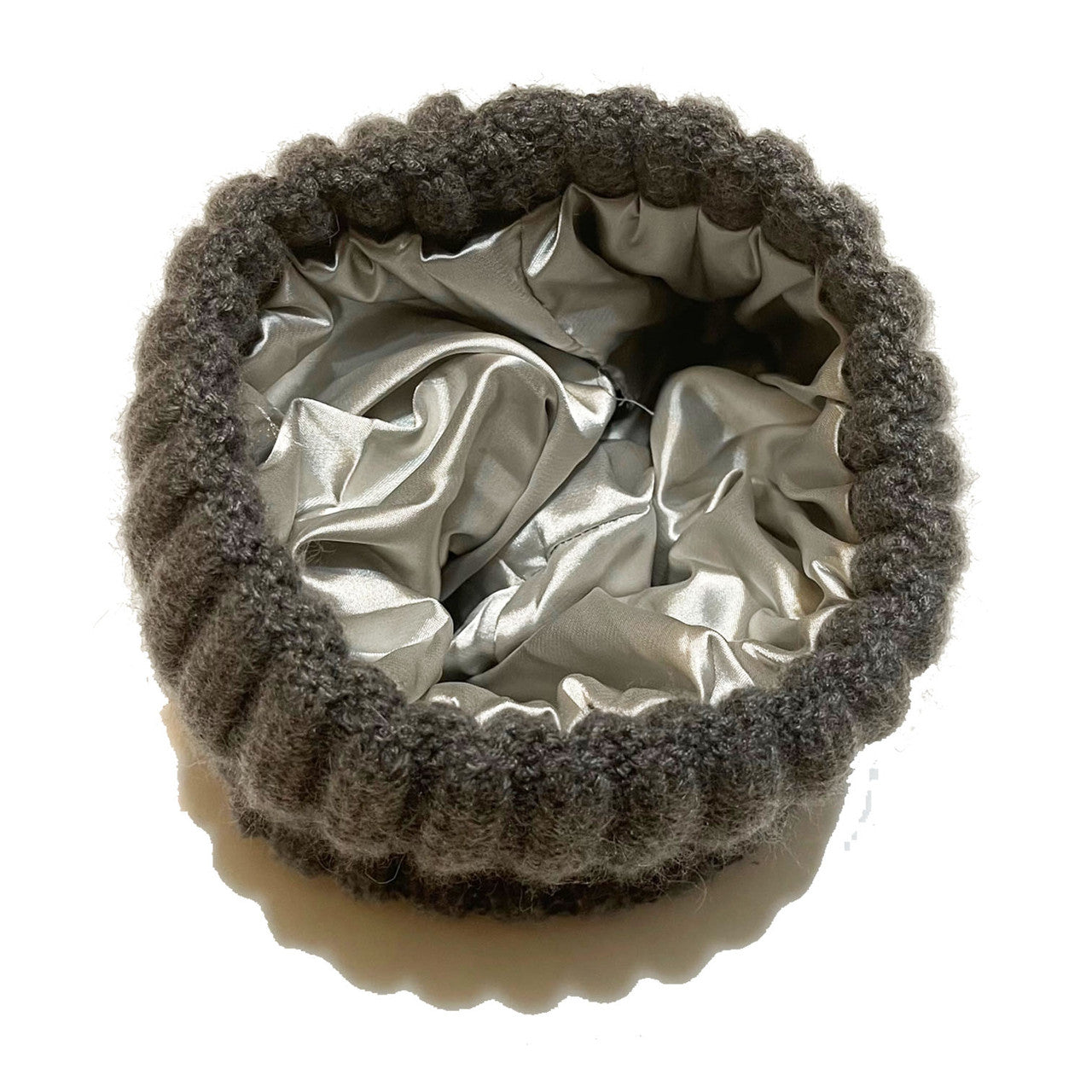 Adult Cashmere Satin Lined Beanie Hat - Grey