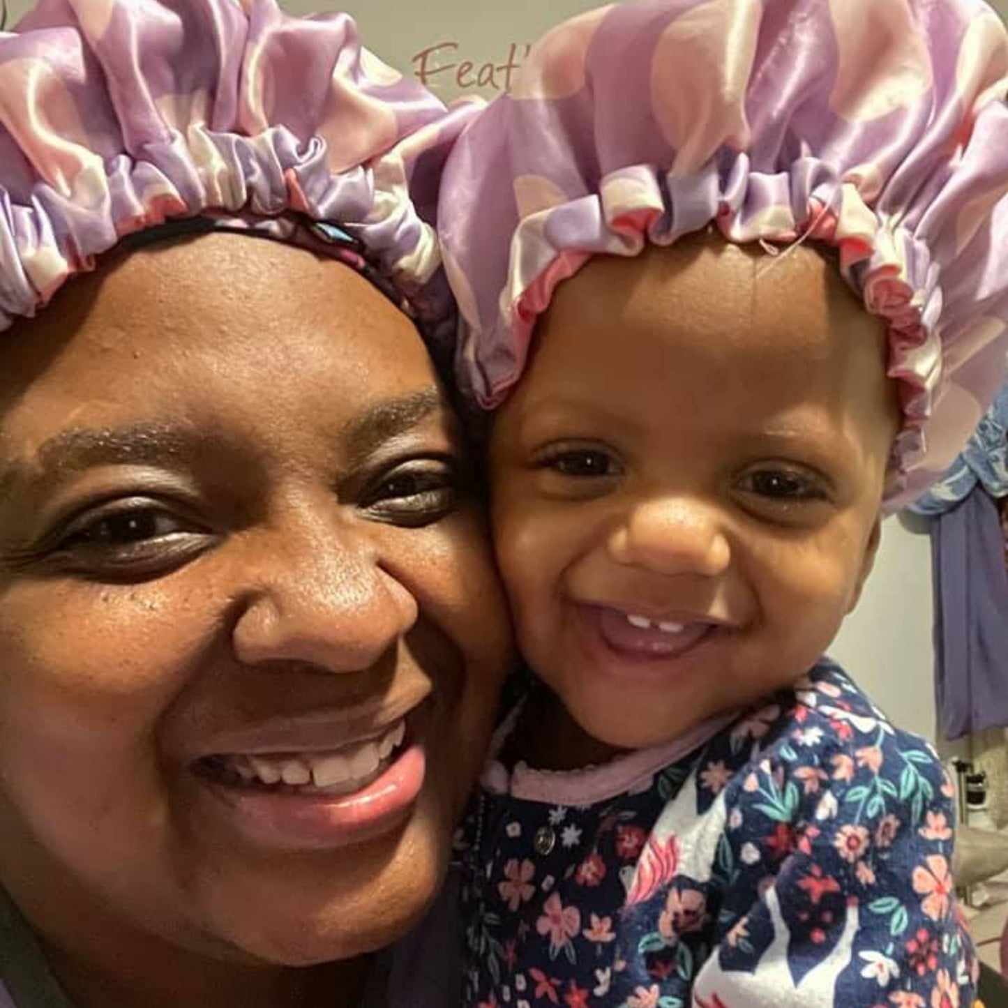 Mommy & Me Reversible Satin Bonnet - Purple Polka Dots