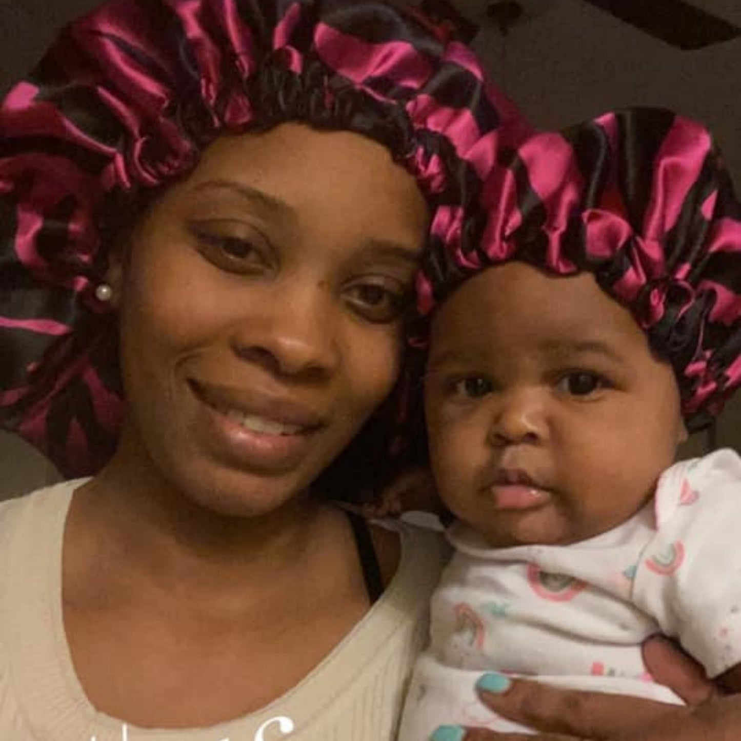 Mommy and Me Reversible Satin Bonnet - Fuchsia Zebra