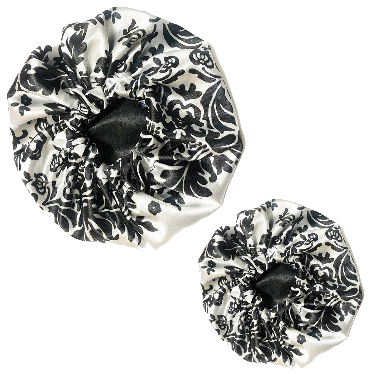 Mommy and Me Reversible Satin Bonnet - White Damask