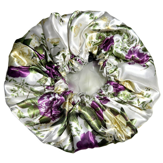 Child Satin Lined Adjustable Shower Cap - Plum Garden