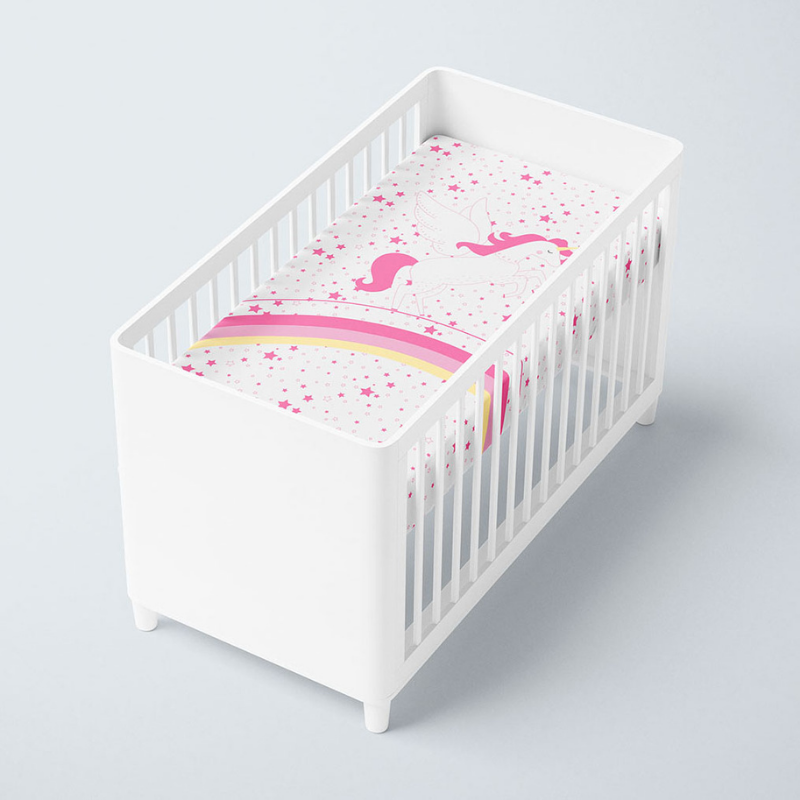 Satin Fitted Crib Sheet - Rainbow Unicorn