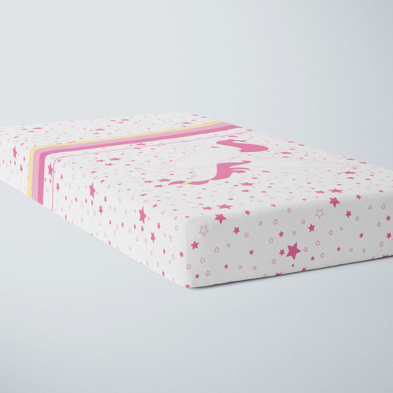 Satin Fitted Crib Sheet - Rainbow Unicorn
