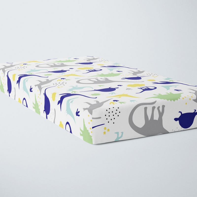Satin Fitted Crib Sheet - Dino Land
