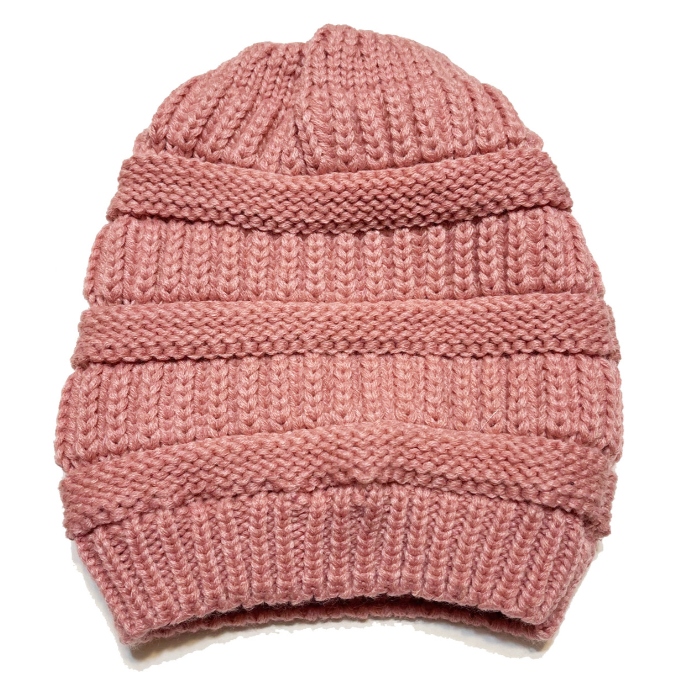 Adult Satin-Lined Knit Beanie Hat - Pink