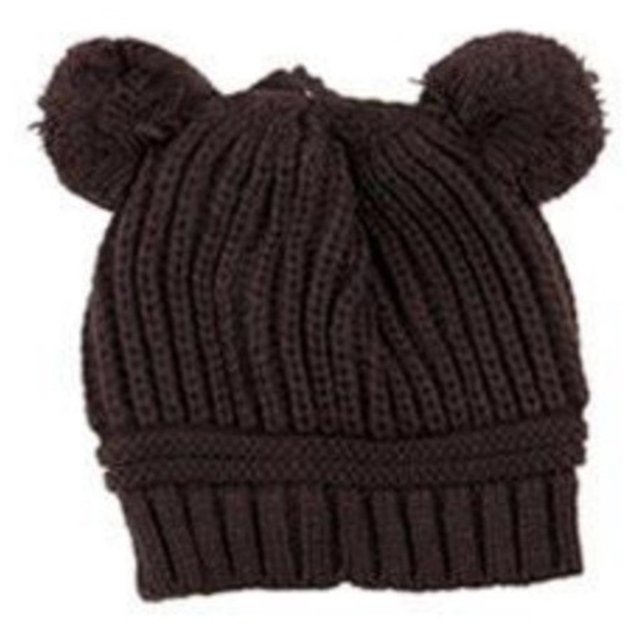 Baby Satin-Lined Poms Knit Hatt - Brown