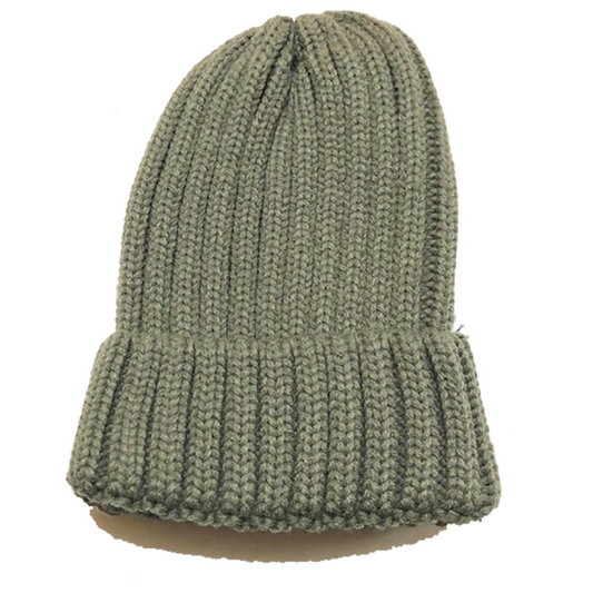 Adult Satin-Lined Ribbed Beanie Hat - Grey