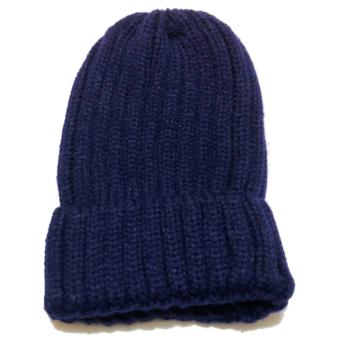 Adult Satin-Lined Ribbed Beanie Hat - Navy