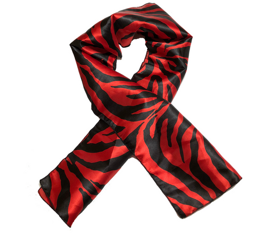 Edge Laying Rectangular Satin Scarf - Red Bottom