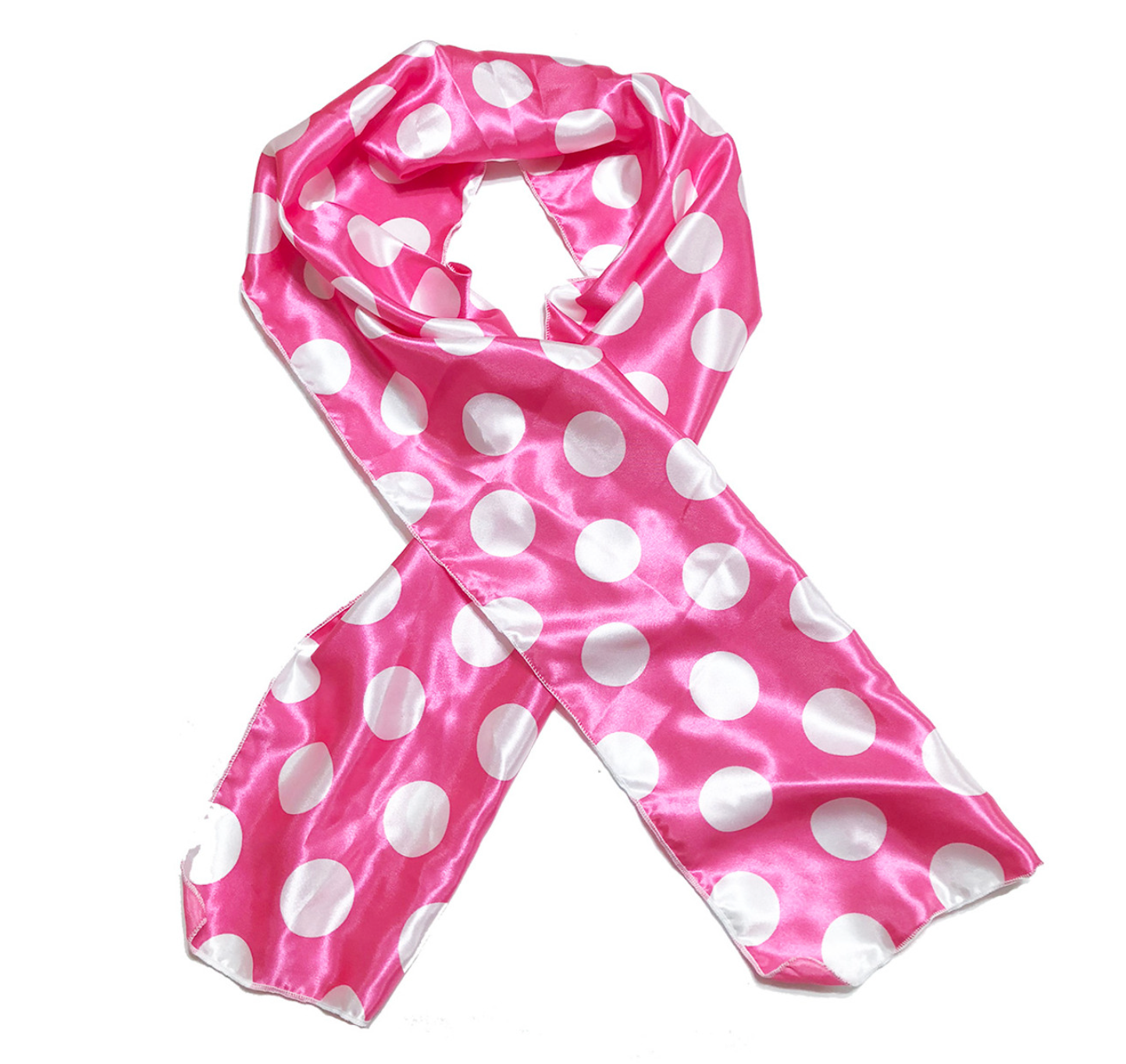 Edge Laying Rectangular Satin Scarf - Pink Dots