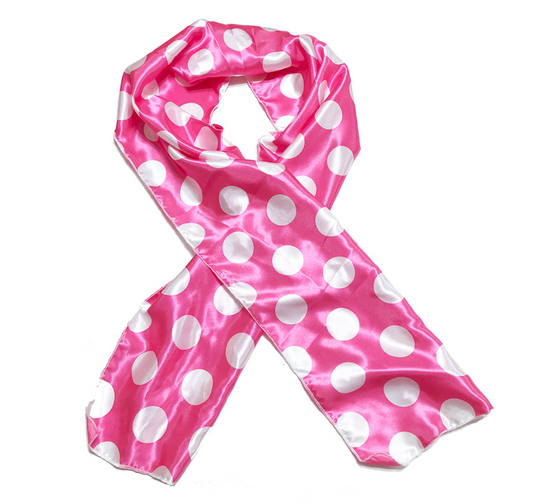 Edge Laying Rectangular Satin Scarf - Pink Dots