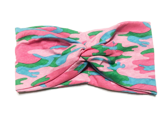 Pink Camo Turban Headband